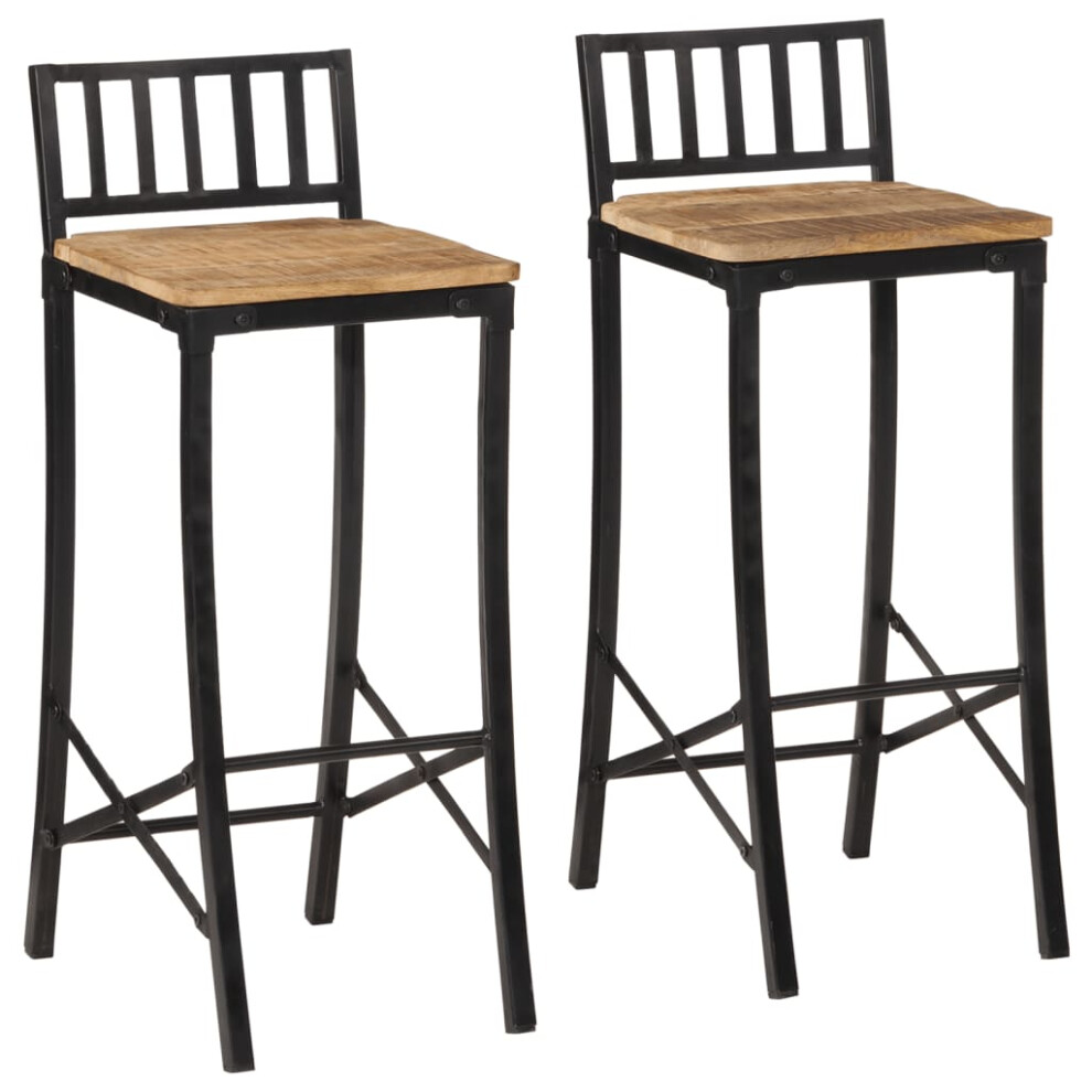 vidaXL Bar Set 3 Piece Bar Table and Chairs Solid Rough Wood Mango and Metal