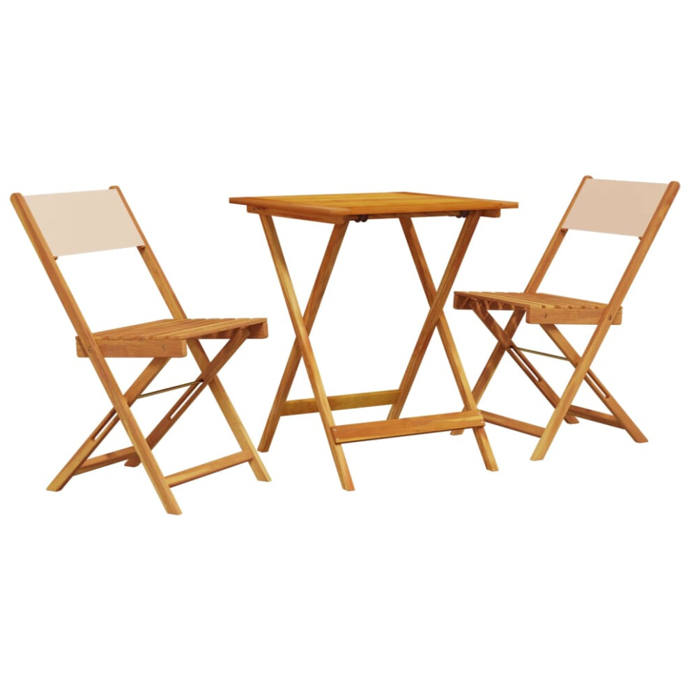 vidaXL Bistro Set 3 Piece Bar Set Balcony set Beige Fabric and Solid Wood