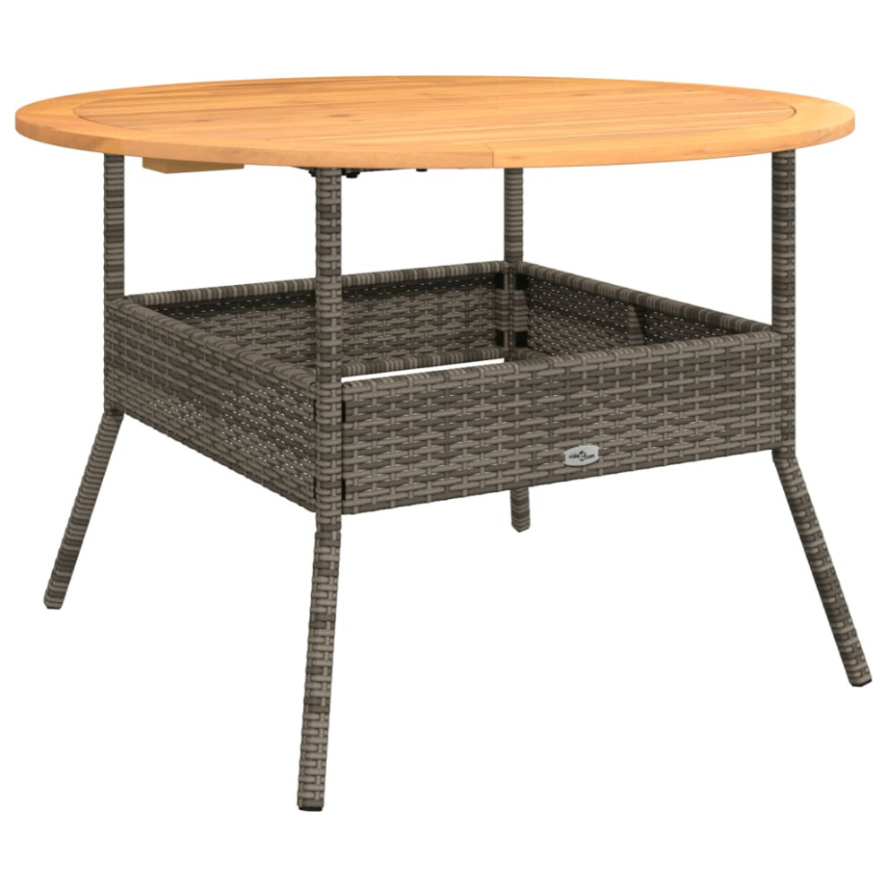 vidaXL Garden Table with Acacia Wood Top Patio Outdoor Table Grey Poly Rattan