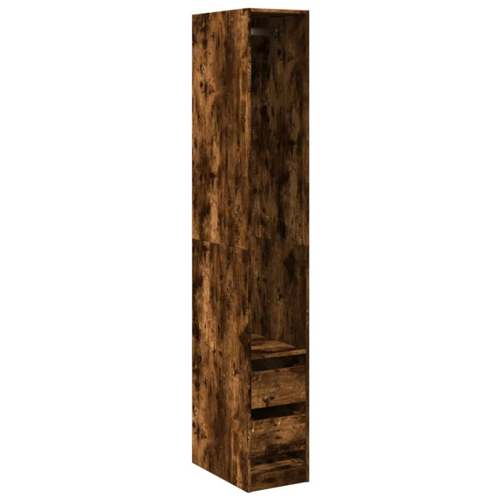 Vidaxl Wardrobe Closet Clothes Storage Organiser Smoked Oak Engineered Wood
