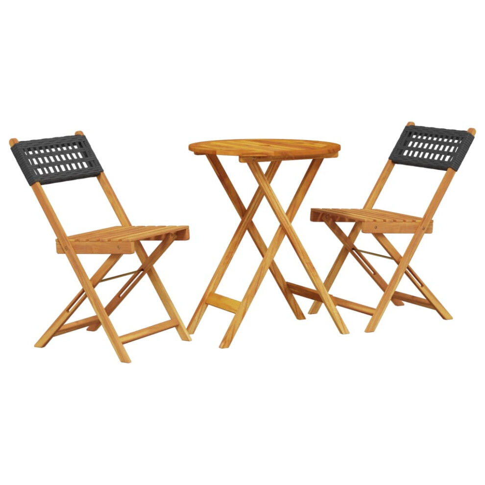 vidaXL Bistro Set 3 Piece Outdoor Bar Set Black Poly Rattan and Solid Wood