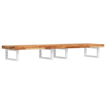 vidaXL Basin Shelf Wall Mounted Bathroom Countertop Steel & Solid Wood Acacia