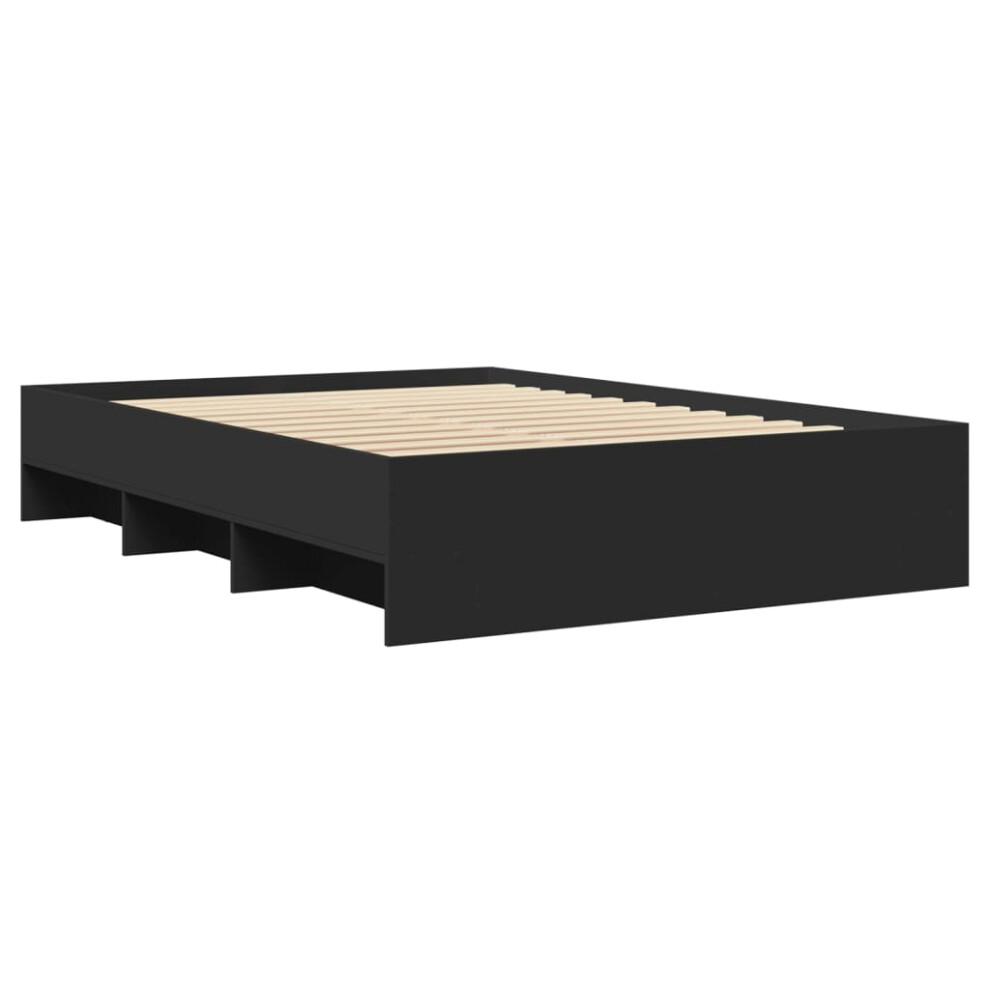 Vidaxl Bed Frame Bed Base Mattress Foundation Black 135X190 Cm Engineered Wood