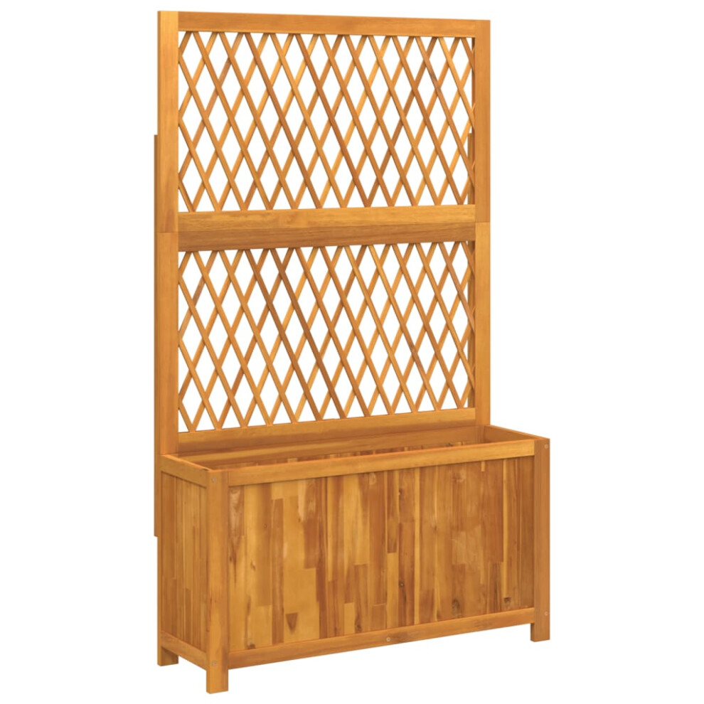 Vidaxl Planter With Trellis Outdoor Flower Pot Raised Bed Solid Wood Acacia