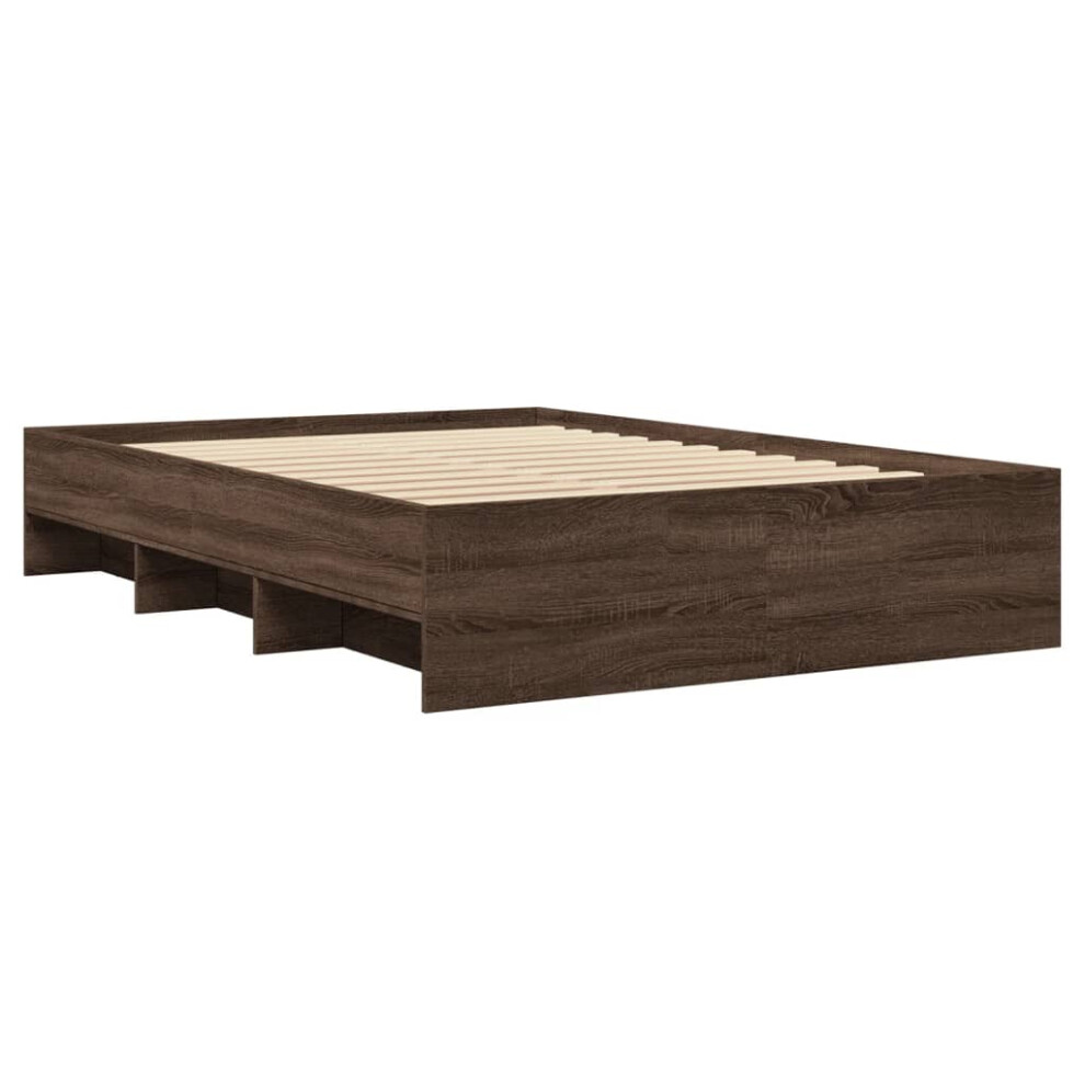 vidaXL Bed Frame Bed Base Home Bedstead Brown Oak 135x190 cm Engineered Wood