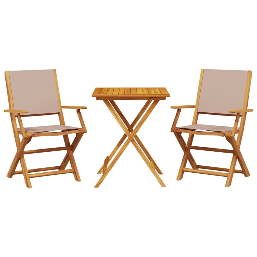 Vidaxl Bistro Set 3 Piece Bar Set Balcony Set Taupe Fabric And Solid Wood