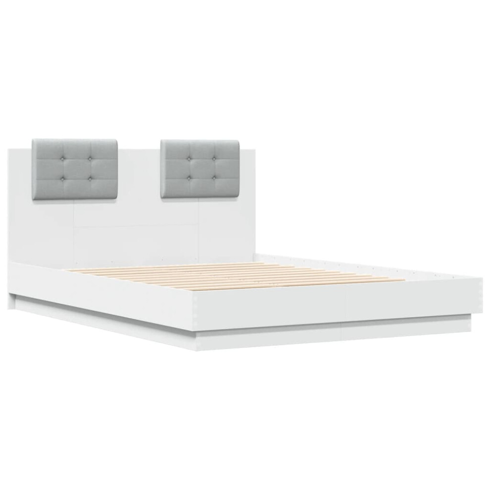 Vidaxl Bed Frame With Headboard White 120X190 Cm Small Double Engineered Wood