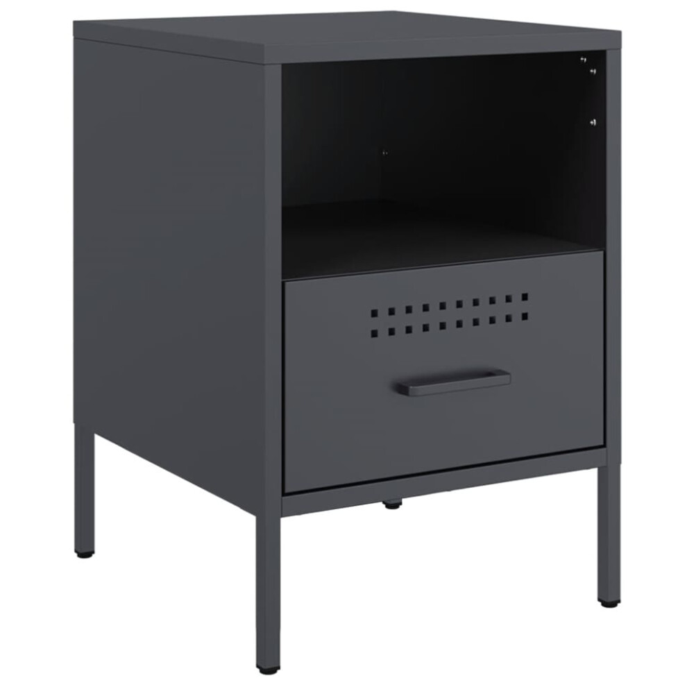 vidaXL Bedside Cabinet Bed Cabinet Nightstand Anthracite Cold-rolled Steel