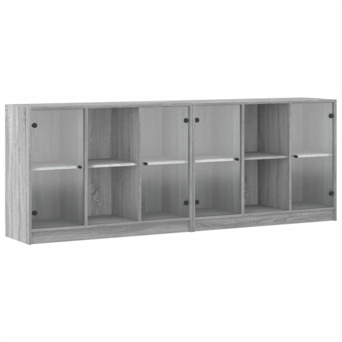 VidaXL vidaXL Bookcase with Doors Bookshelf Rack Cabinet Grey Sonoma Engineered Wood