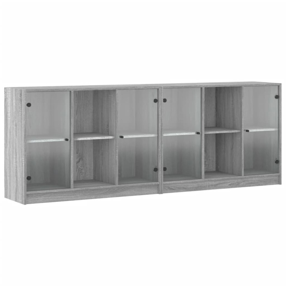 vidaXL Bookcase with Doors Bookshelf Rack Cabinet Grey Sonoma Engineered Wood