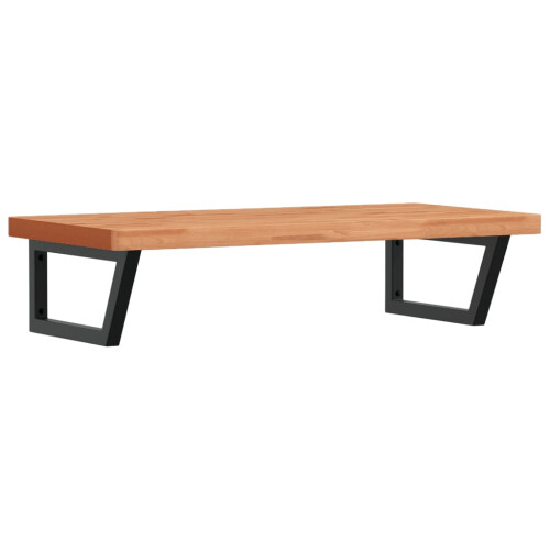 VidaXL vidaXL Basin Shelf Wall Mounted Bathroom Countertop Steel and Solid Wood Beech