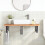VidaXL vidaXL Basin Shelf Wall Mounted Bathroom Countertop Steel and Solid Wood Beech 3
