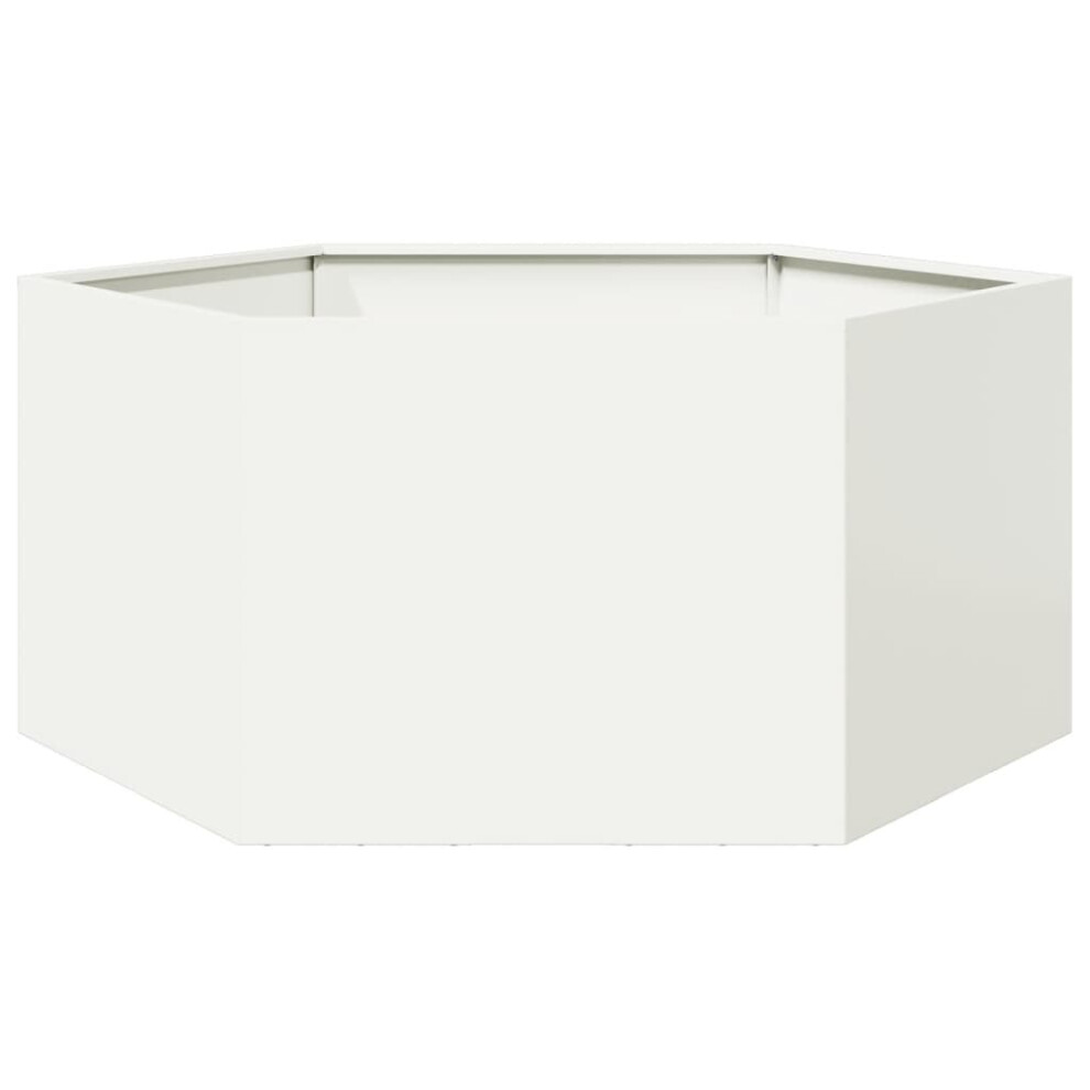 vidaXL Garden Planter Outdoor Flower Pot Patio Planter Pot White Hexagon Steel