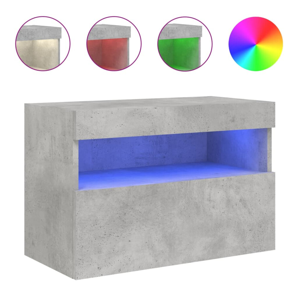VIDAXL Wall Cabinet with LED Lights - Grey - Engineered Wood - Image 2