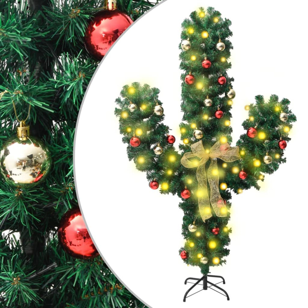 Vidaxl Christmas Cactus With Stand And Led Green 180 Cm Pvc Artificial Cactus