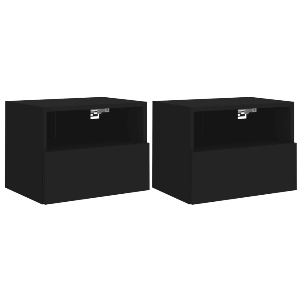 Vidaxl Tv Wall Cabinets Wall Mounted Tv Units 2 Pcs Black Engineered Wood