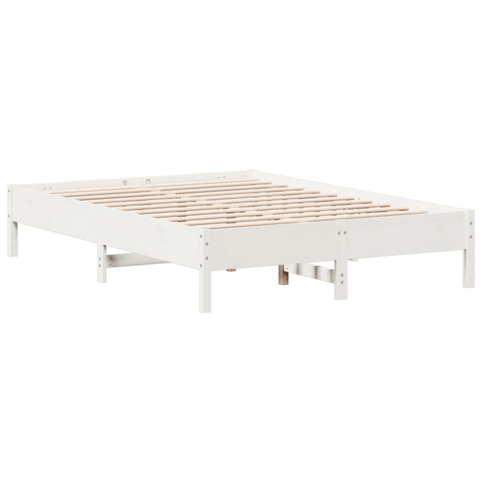 vidaXL Bed Frame Bed Base Mattress Foundation White 160x200 cm Solid Wood Pine