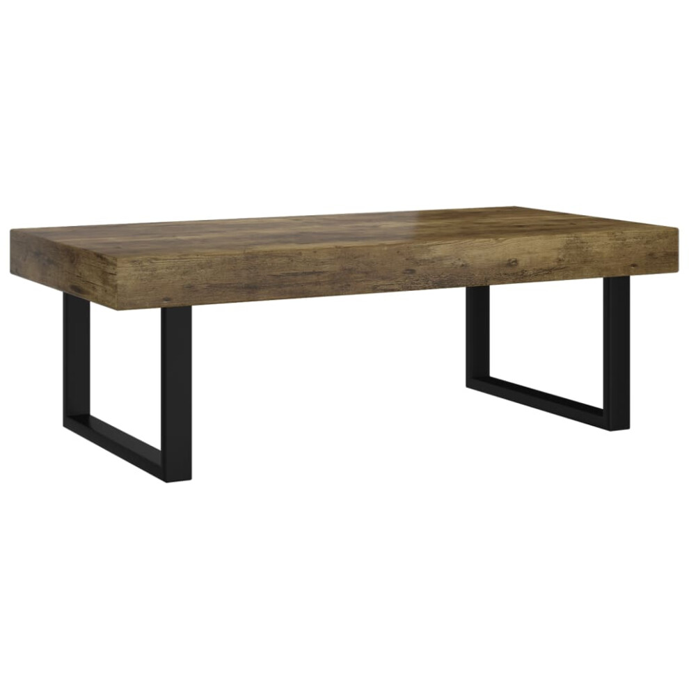 vidaXL Coffee Table Dark Brown and Black MDF and Iron Centre Accent Table