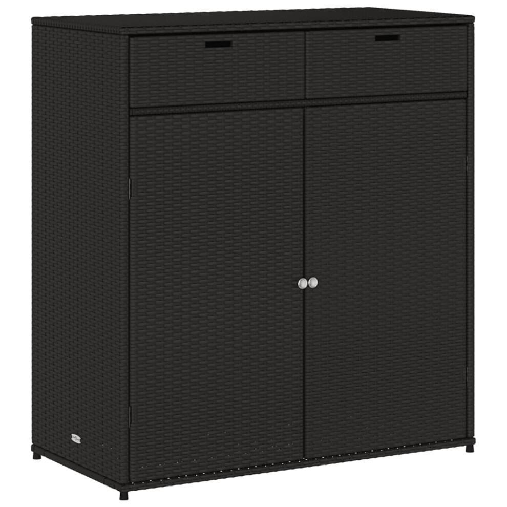 vidaXL Garden Storage Cabinet Outdoor Storage Box Cupboard Black Poly Rattan