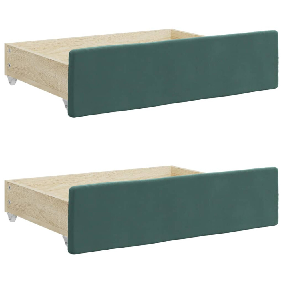 vidaXL Bed Drawers Storage Unit 2 pcs Dark Green Engineered Wood and Velvet