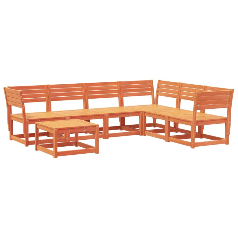 vidaXL Garden Lounge Set 7 Piece Outdoor Lounge Set Wax Brown Solid Wood Pine