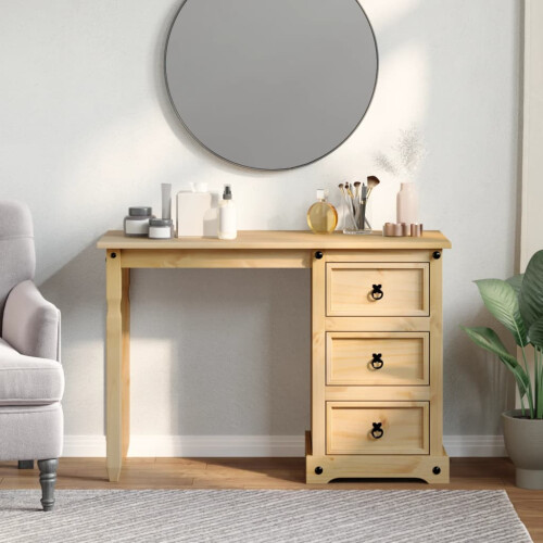 VidaXL vidaXL Dressing Table Cosmetic Table Makeup Table Vanity Desk Solid Wood Pine 2