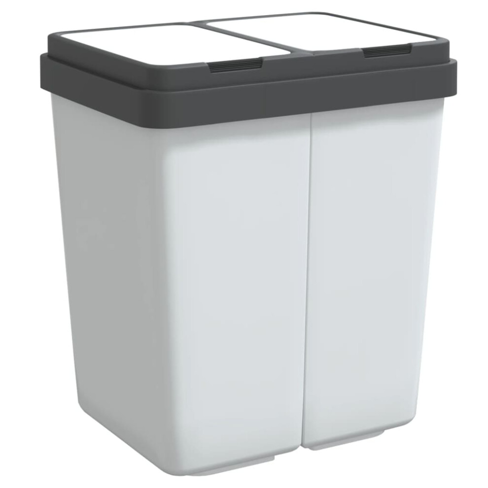 vidaXL Dual Bin Dual Compartment Rubbish Bin Waste Recycling Basket White 2x25 L