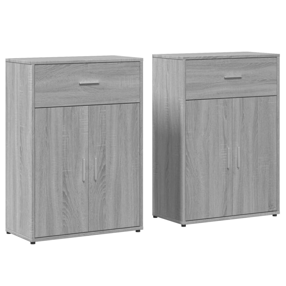 vidaXL Sideboards Cupboard Cabinet Highboard 2 pcs Grey Sonoma Engineered Wood