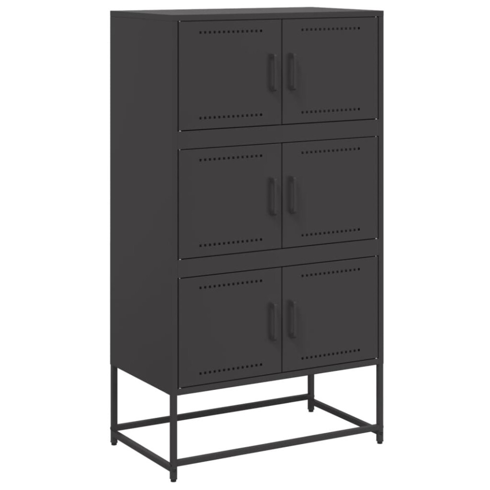 vidaXL Sideboard Storage Organiser Cupboard Side Cabinet Highboard Black Steel