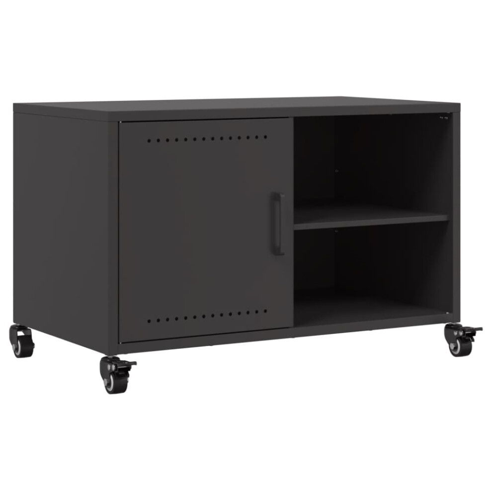 vidaXL TV Cabinet TV Stand TV Unit Media HiFi Cabinet Black Cold-rolled Steel