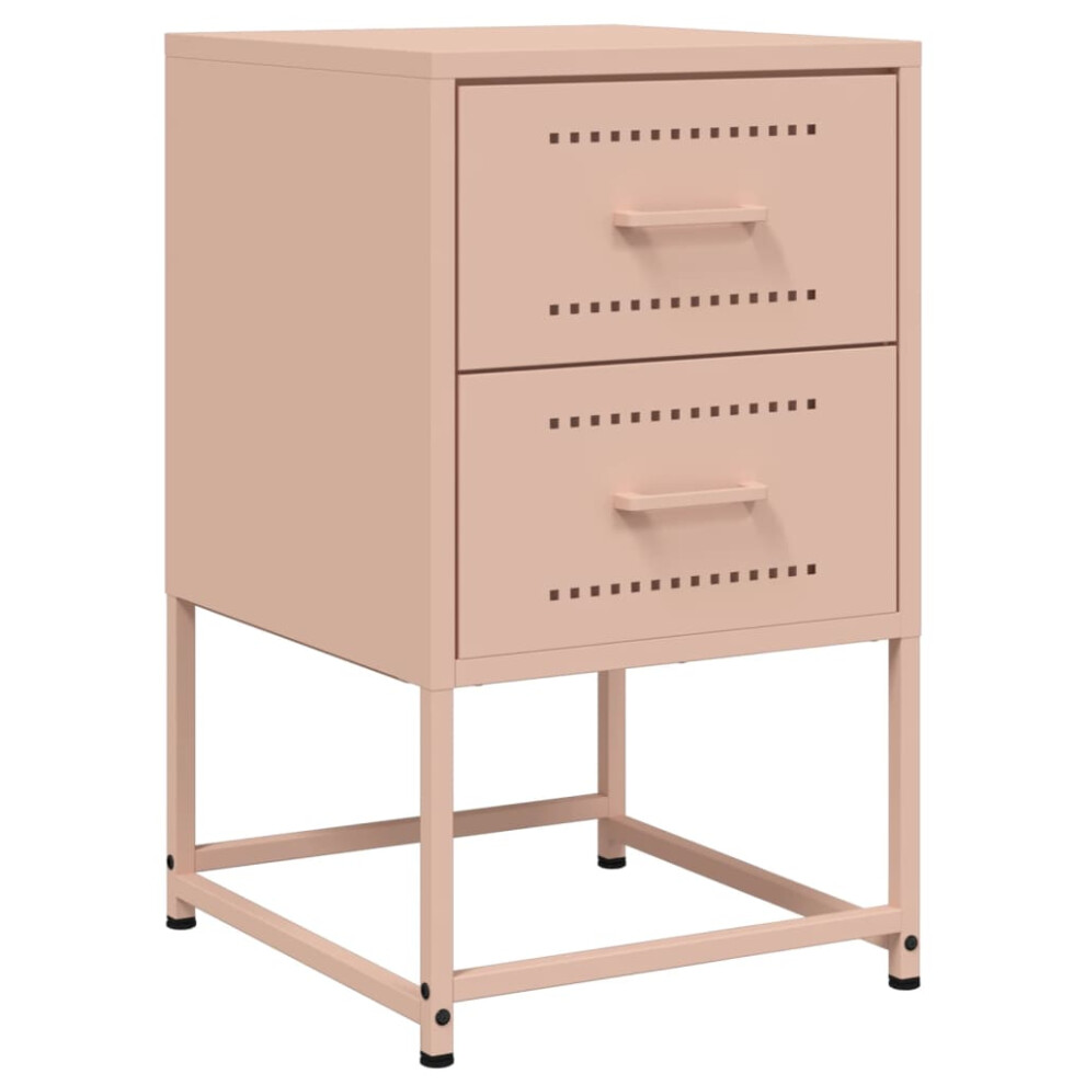 vidaXL Bedside Cabinet Bedroom Nightstand Bed Table Bed Cabinet Pink Steel