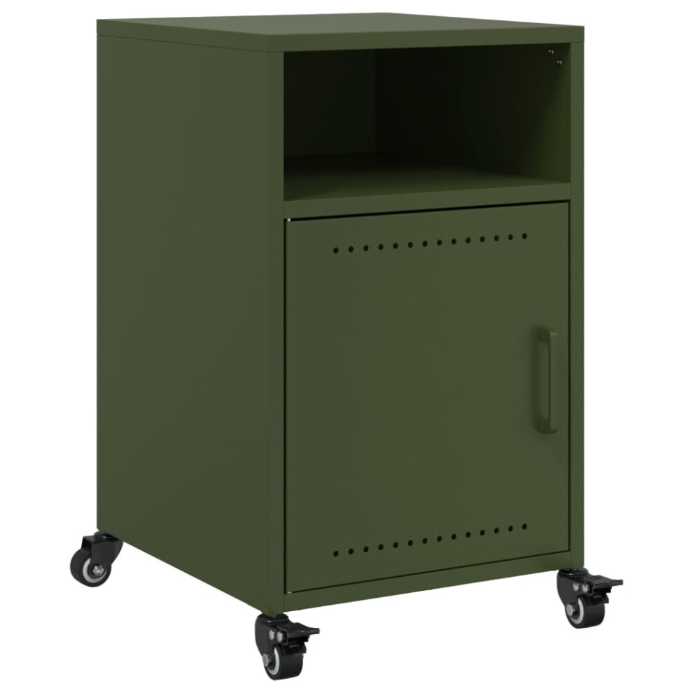 vidaXL Bedside Cabinet Nightstand Bed Table Bed Cabinet Olive Green Steel