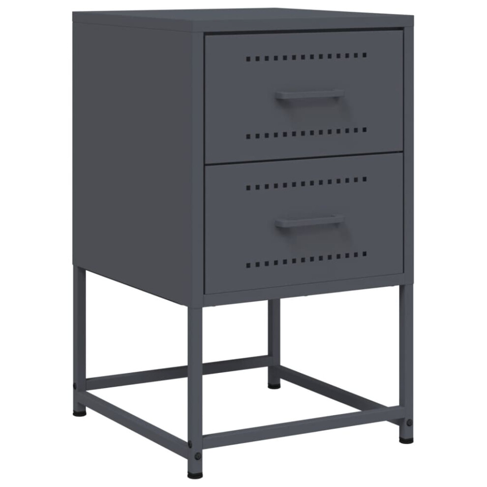 vidaXL Bedside Cabinet Nightstand Bed Side Table Bed Cabinet Anthracite Steel