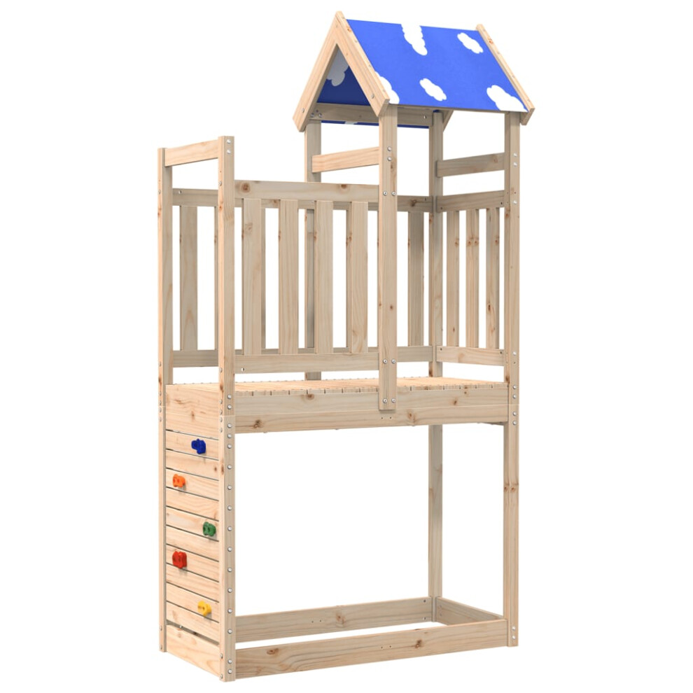 vidaXL Play Tower with Rockwall Kids Playset Climbing Frame Solid Wood Pine