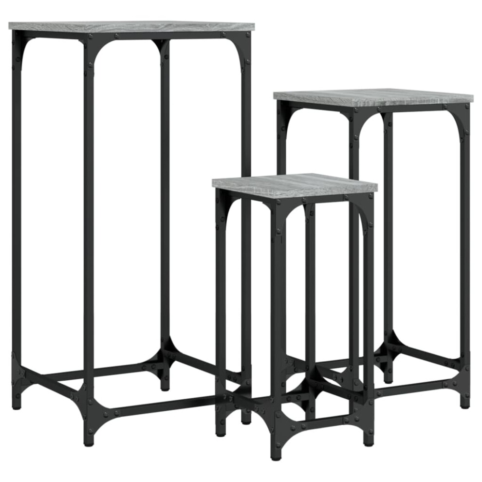 vidaXL Nesting Side Tables Nesting Table 3 pcs Grey Sonoma Engineered Wood