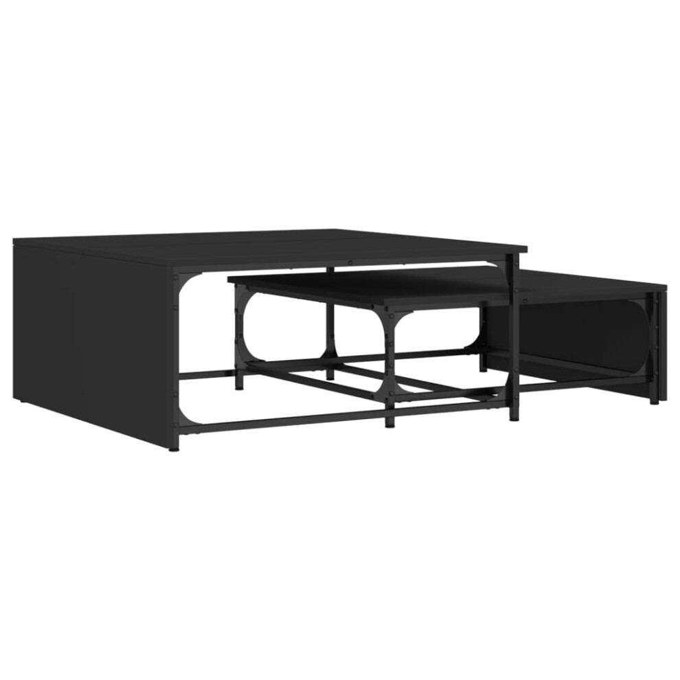 Vidaxl Nesting Coffee Tables Side Table 2 Pcs Black Engineered Wood And Metal