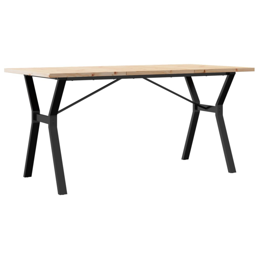 vidaXL Dining Table Y-Frame Solid Wood Pine and Steel - Image 3