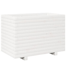 vidaXL Garden Planter Outdoor Flower Pot Planter Pot White Solid Wood Pine