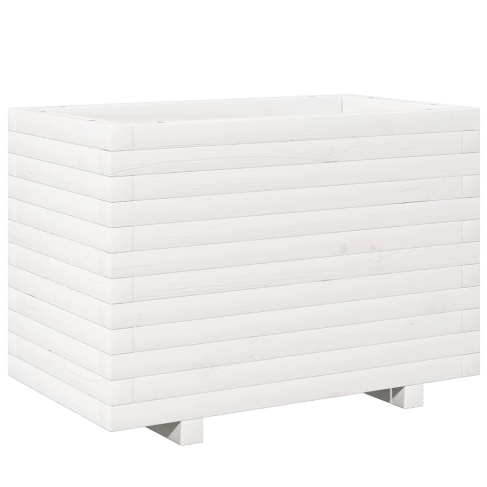 Vidaxl Garden Planter Outdoor Flower Pot Planter Pot White Solid Wood Pine
