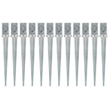 vidaXL 12x Ground Spikes Silver Galvanised Steel Garden Outdoor Soil Spear