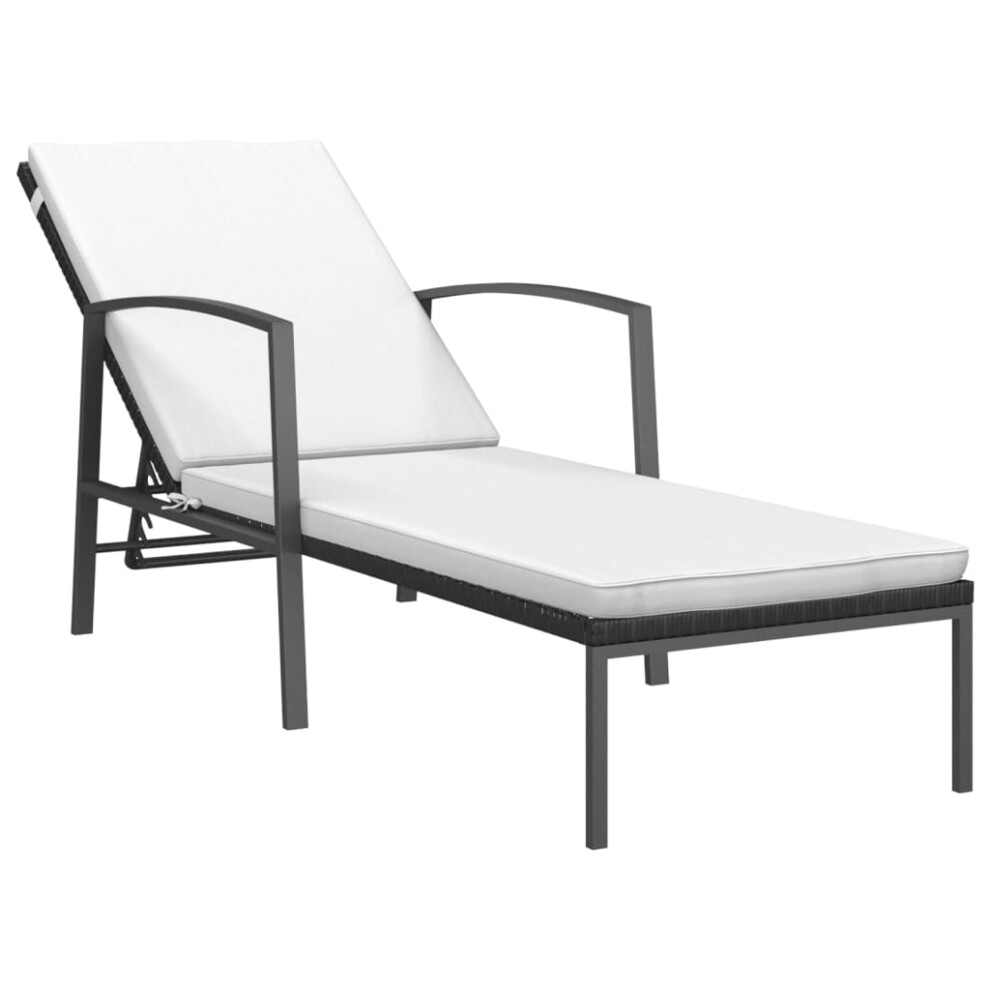 vidaXL Garden Sun Lounger with Cushion Sun Bed Patio Day Bed Poly Rattan Black