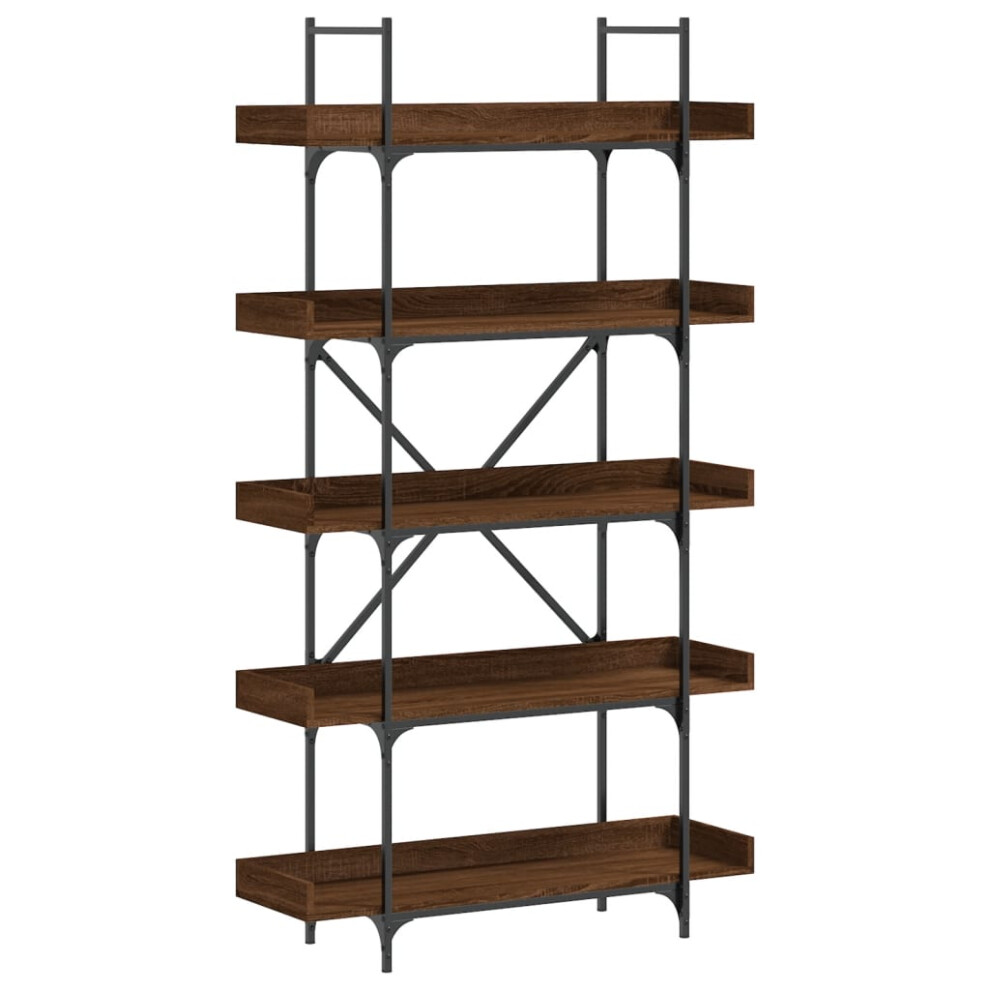 vidaXL Bookcase 5-Tier Bookshelf Storage Cabinet Brown Oak Engineered Wood