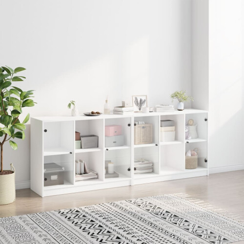 VidaXL vidaXL Bookcase with Doors Bookshelf Cabinet Highboard White Engineered Wood 2