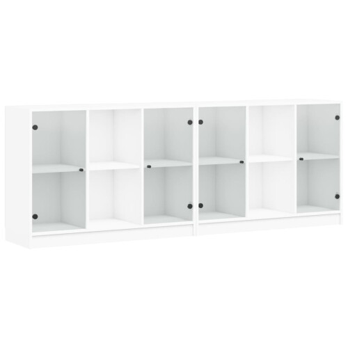 VidaXL vidaXL Bookcase with Doors Bookshelf Cabinet Highboard White Engineered Wood