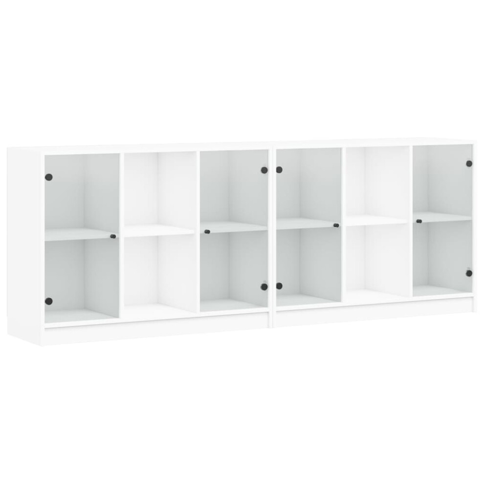 Vidaxl Bookcase With Doors Bookshelf Cabinet Highboard White Engineered Wood