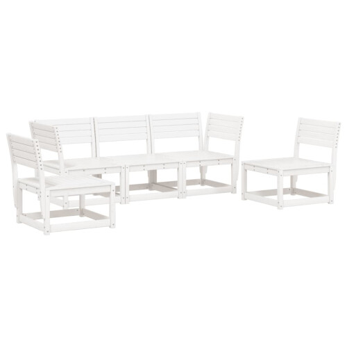 VidaXL vidaXL Garden Sofa Set 5 Piece Outdoor Sofa Corner Sofa White Solid Wood Pine 1