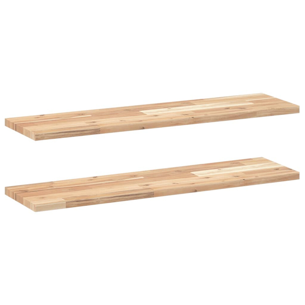 Vidaxl Floating Shelves Storage Wall Shelf 2 Pcs Untreated Solid Wood Acacia