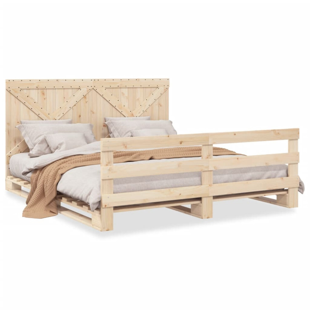 vidaXL Bed Frame with Headboard Bed 180x200 cm Super King Solid Wood Pine