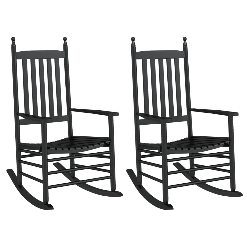Vidaxl Rocking Chairs With Curved Seats Armchair 2 Pcs Black Solid Wood Poplar