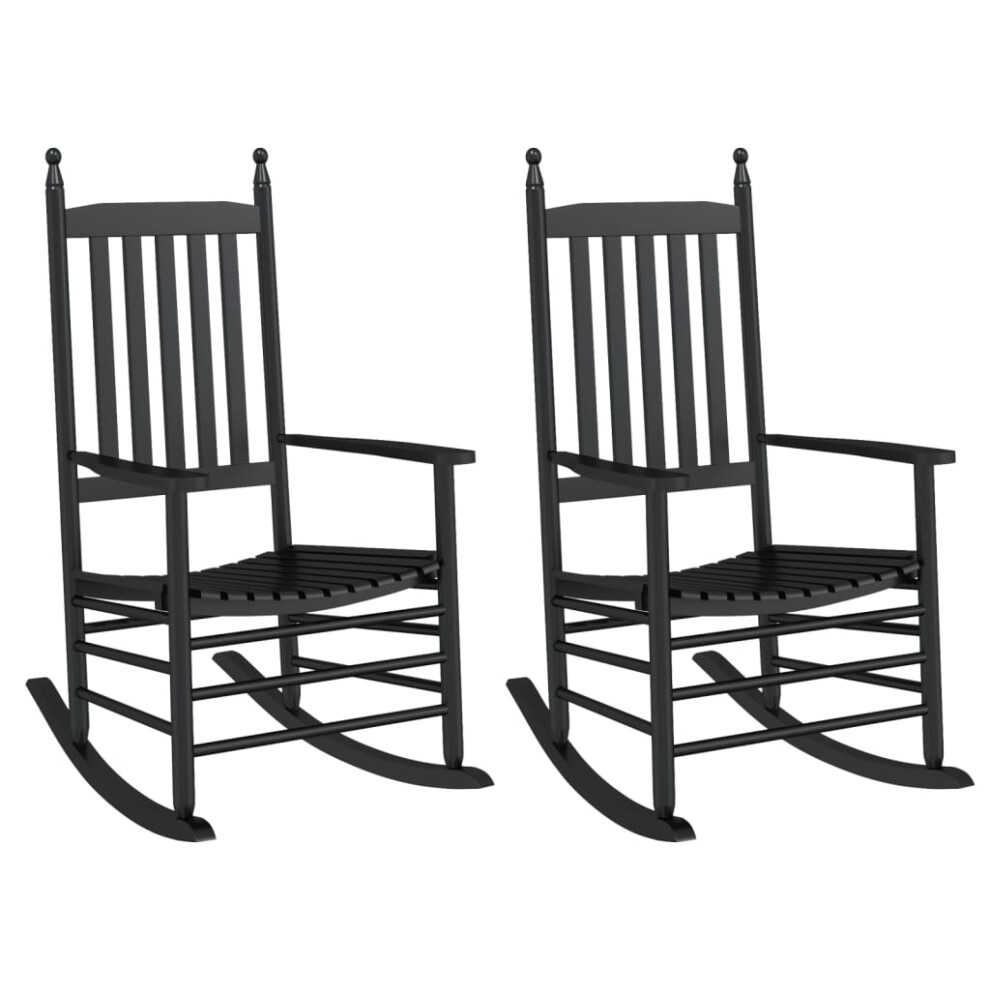 vidaXL Rocking Chairs with Curved Seats Armchair 2 pcs Black Solid Wood Poplar